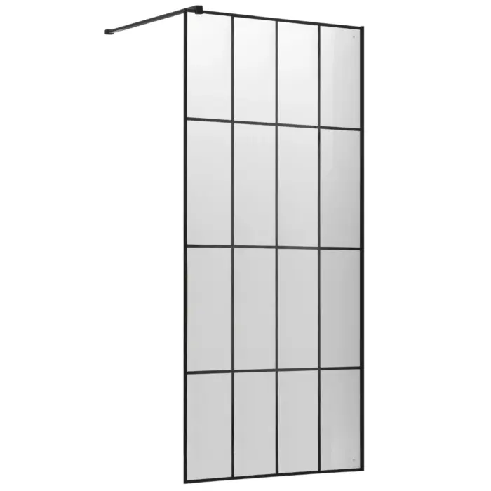 Ścianka prysznicowa FLIT BLACK WALK-IN 120x190cm szkło 8 mm z kratką