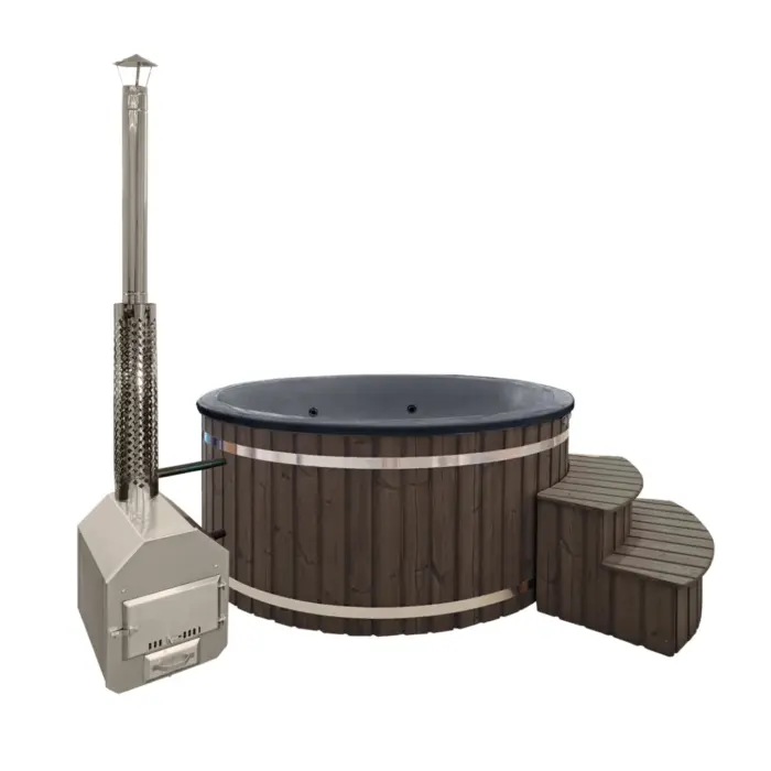 Balia ogrodowa 225 cm z piecem zewnętrznym - szary dymiony