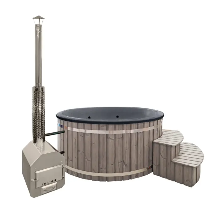 Balia ogrodowa 225 cm z piecem zewnętrznym - palisander