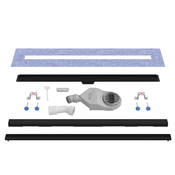 Odpływ liniowy czarny SLIM 60 cm z syfonem Viega
