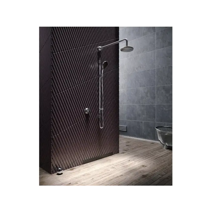 Czarny odpływ ścienny liniowy 60 cm z syfonem Viega