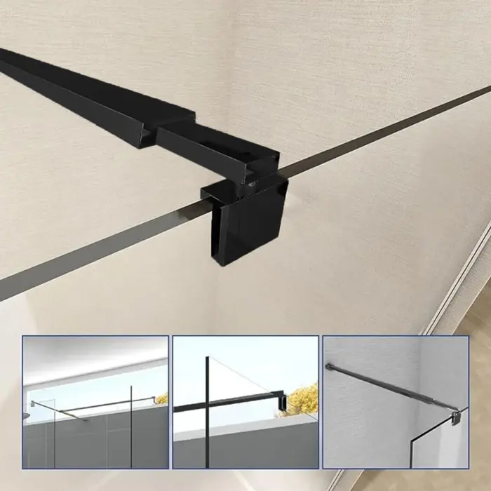 Ścianka prysznicowa walk-in SOLA 90x195 cm czarna szkło 8 mm 