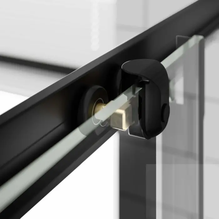 Drzwi prysznicowe wnękowe rozsuwane Easy Slider jednoskrzydłowe czarne 100x195 cm 