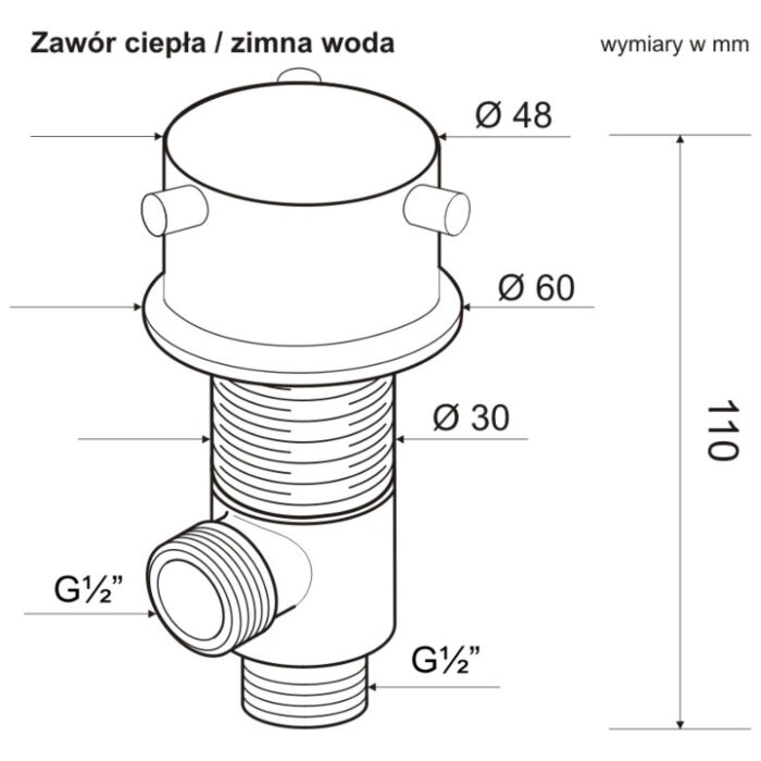 Zawór głowica ciepła/zimna woda do baterii wanny z hydromasażem