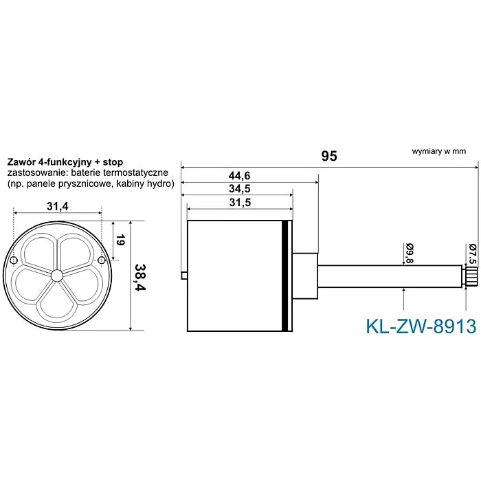 Głowica ceramiczna zawór mieszający do baterii prysznicowej kabina KL8913