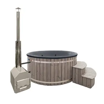 Balia ogrodowa 225 cm z piecem zewnętrznym - palisander
