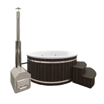 Balia ogrodowa 225 cm z piecem zewnętrznym - deska kompozytowa brązowa